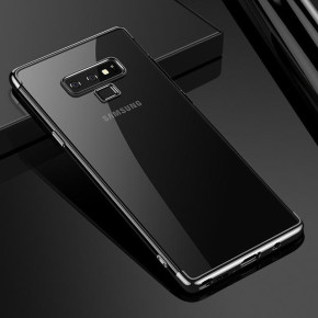 Луксозен силиконов гръб ТПУ FASHION G-CASE прозрачен за Samsung Galaxy Note 9 N960F с черен кант